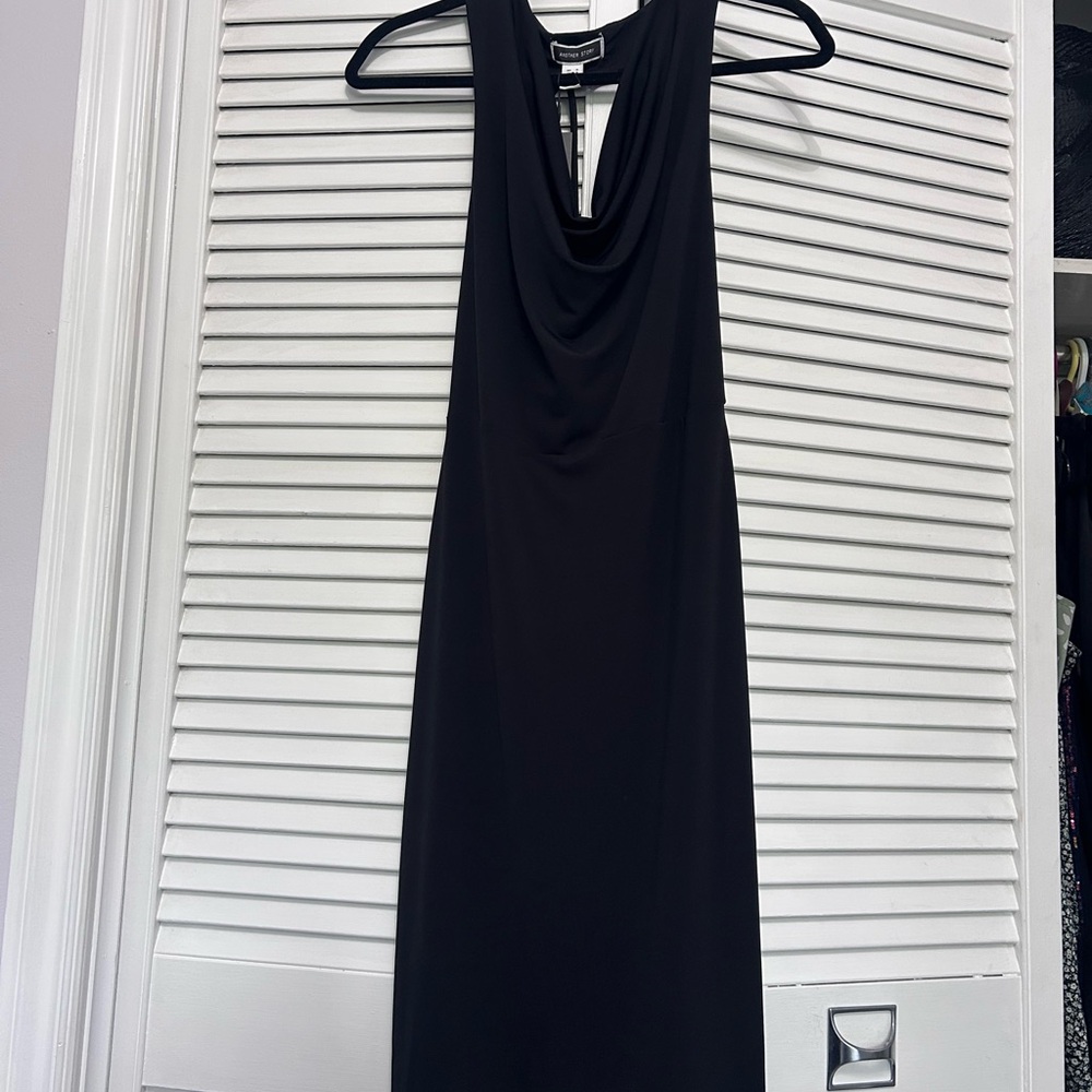 Black Sleeveless Cowl Neck Dress